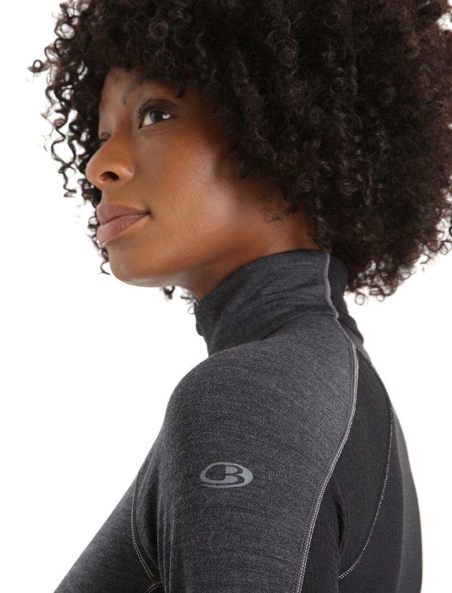 Jet Heather / Black Women's Icebreaker BodyfitZone™ Merino 260 Zone Long Sleeve Half Zip Thermal Top Base Layers | USA 1898VRWD